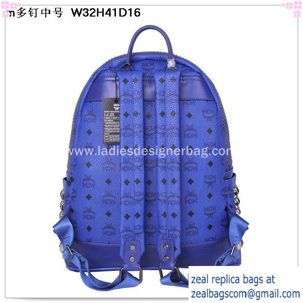 High Quality Replica MCM Medium Stark Front Studs Backpack MC4237 Blue